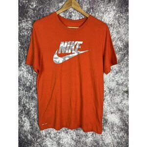 Nike Dri-Fit Orange Gray White Camo Camouflage Swoosh  T Shirt Men's Medium